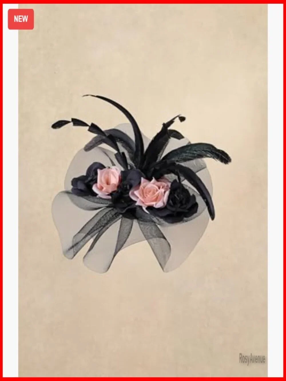 Tulle Feather Fascinator Derby Hat with Hair Clip for Formal Events